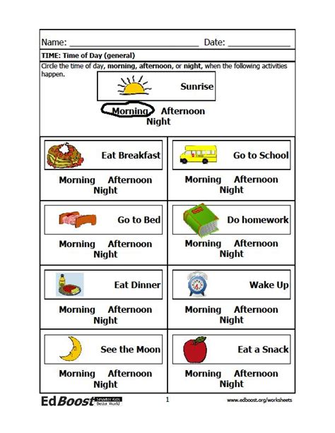 Printable Time Of The Day Worksheets Goodworksheets Time Of Day Worksheet - Time Of Day Worksheet