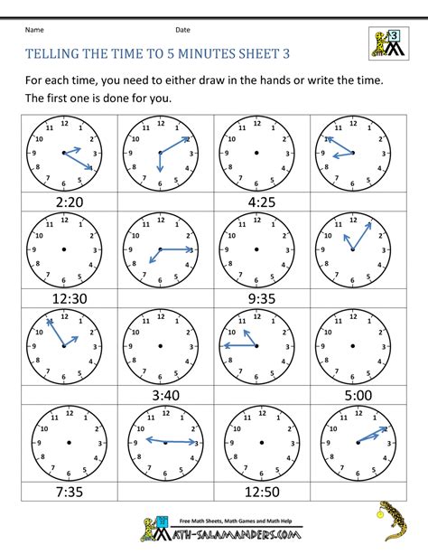 Printable Time To The Nearest Five Minute Worksheets Time To The Nearest Minute Worksheet - Time To The Nearest Minute Worksheet