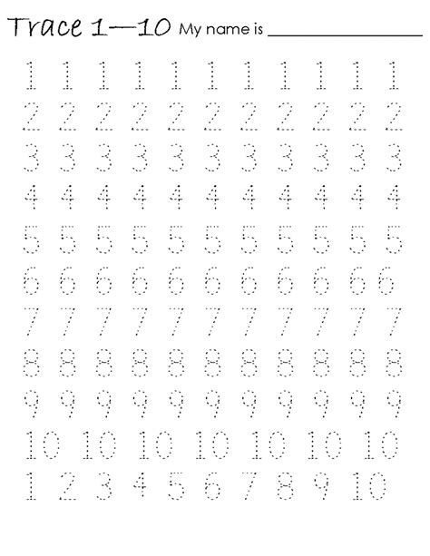 Printable Tracing Numbers 1 10 Worksheets For Preschool Printable Number Tracing Worksheets 1 10 - Printable Number Tracing Worksheets 1 10