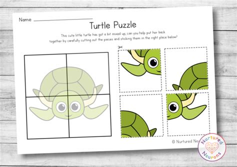Printable Turtle Puzzle Preschool Cut And Paste Worksheet Preschool Puzzle Worksheets For Kindergarten - Preschool Puzzle Worksheets For Kindergarten