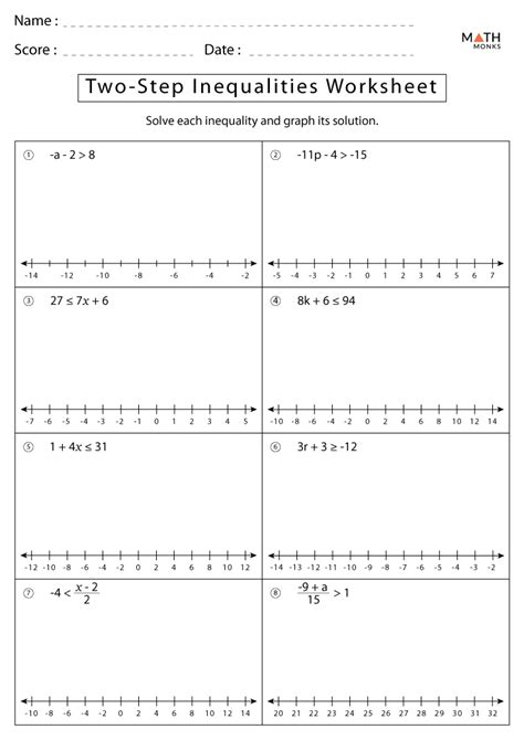 Printable Two Step Inequality Worksheets Education Com Two Step Equations And Inequalities Worksheet - Two Step Equations And Inequalities Worksheet