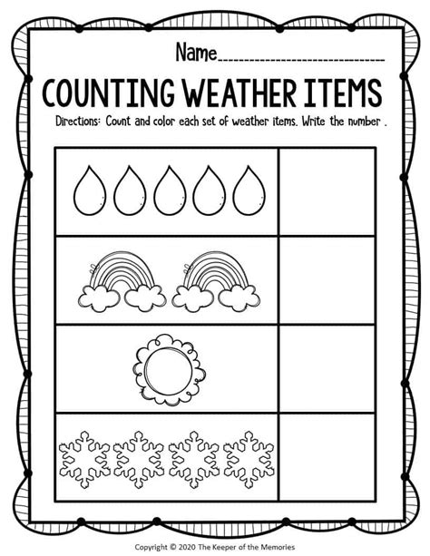 Printable Weather Themed Math Worksheets For Kindergartners Math Weather Worksheet For Kindergarten - Math Weather Worksheet For Kindergarten