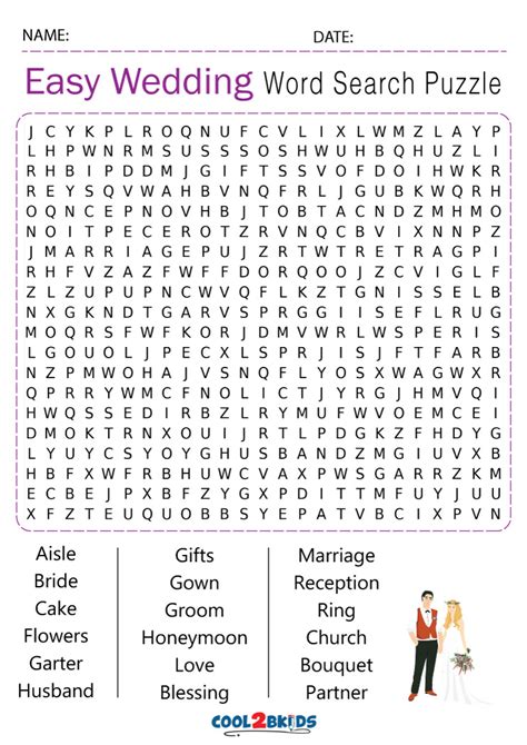 Printable Wedding Word Search Cool2bkids Childrens Wedding Word Search - Childrens Wedding Word Search