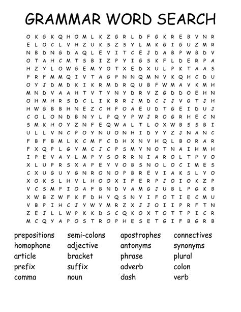Printable Word Searches Grammar Word Search Puzzles Printable - Grammar Word Search Puzzles Printable