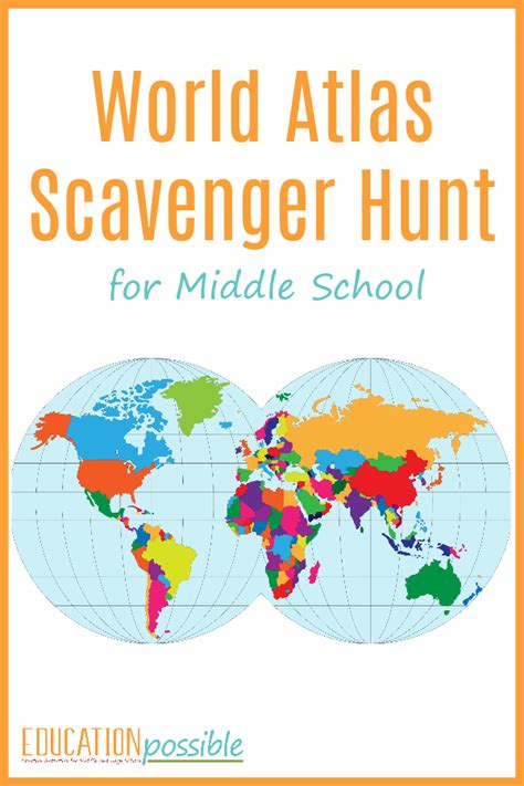 Printable World Atlas Scavenger Hunt For Middle Schoolers Map Scavenger Hunt Worksheet - Map Scavenger Hunt Worksheet