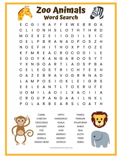 Printable Zoo Animals Word Search Game Zoo Animal Printable Animal Word Search - Printable Animal Word Search