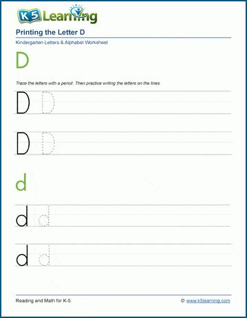 Printing The Letter D D K5 Learning Kindergarten Letter D Worksheet - Kindergarten Letter D Worksheet