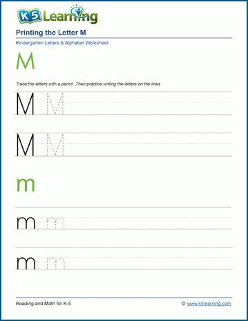 Printing The Letter M M K5 Learning M Worksheets For Kindergarten - M Worksheets For Kindergarten