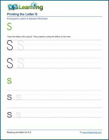 Printing The Letter S S K5 Learning Letter S Worksheets For Kindergarten - Letter S Worksheets For Kindergarten