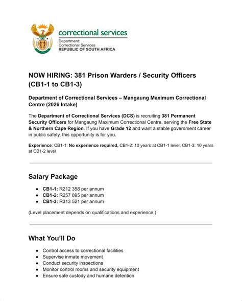 prison ward learnership 2015