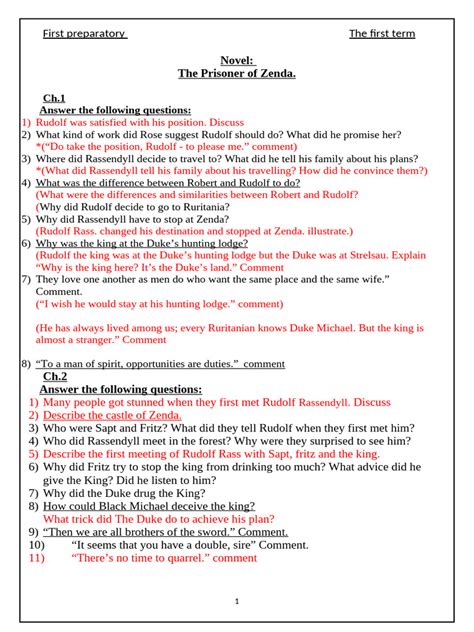 prisoner of zenda test sheet hueber