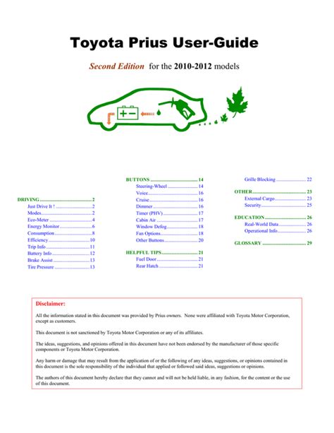 Prius User Guide 2010