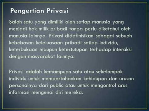 privasi adalah