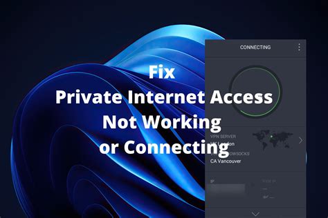 private internet acceb not connecting