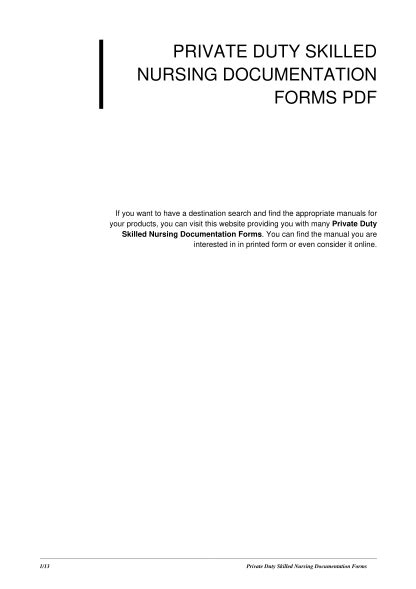 Full Download Private Duty Skilled Nursing Documentation Forms 