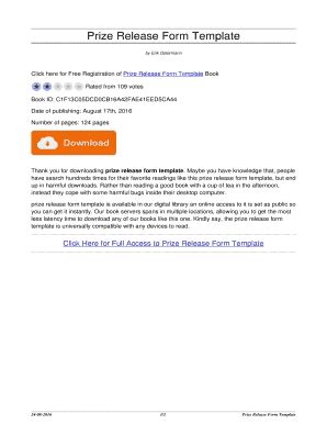 Full Download Prize Release Form Template 