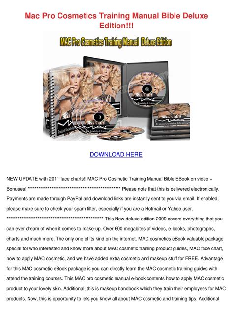 Read Online Pro Cosmetics Training Manual Bible Deluxe Edition 