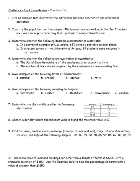 probability and statistics final review answers