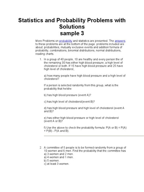 Probability And Statistics Problems Solutions