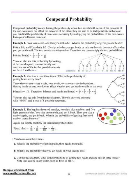 Probability Compound Answer Key Worksheets Kiddy Math Probability Of Compound Events Answer Key - Probability Of Compound Events Answer Key
