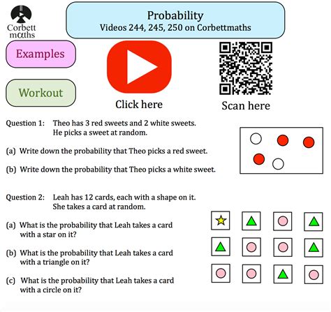 Probability Practice Questions Corbettmaths Probability For 6th Grade Worksheet - Probability For 6th Grade Worksheet