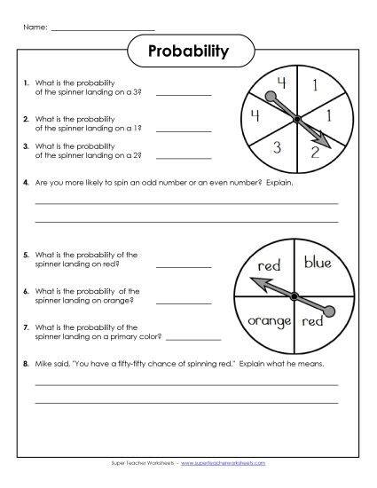 probability super teacher worksheets