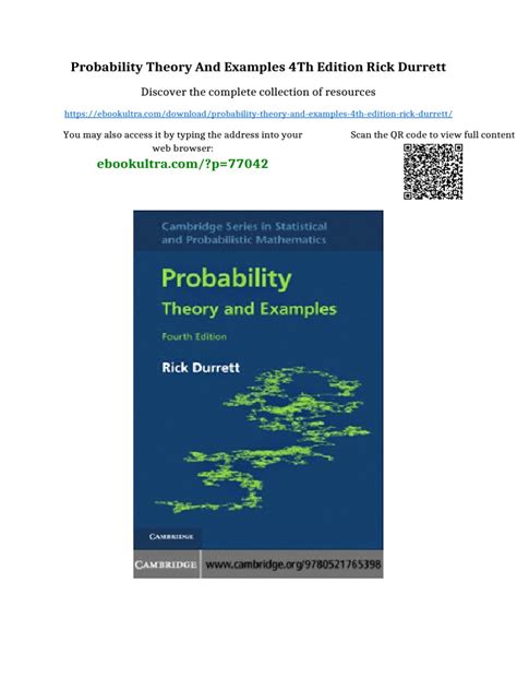 probability theory and examples rick durrett version 5a