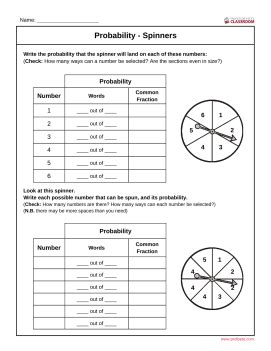 Probability Using A Spinner Worksheet Answers   Edhelper Com Probability - Probability Using A Spinner Worksheet Answers
