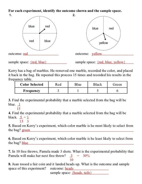 Probability Worksheet 7th Grade 8211 Nurul Amal Probability Experiments Worksheet 7th Grade - Probability Experiments Worksheet 7th Grade