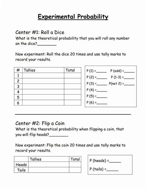 Probability Worksheet With Answers Probability Experiments Worksheet 7th Grade - Probability Experiments Worksheet 7th Grade