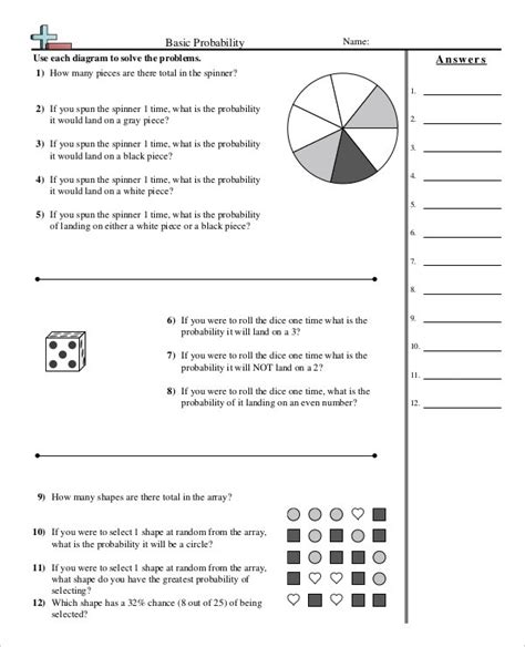Probability Worksheets Common Core Sheets Simple Probability Worksheet Answers - Simple Probability Worksheet Answers