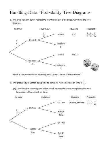 Probability Worksheets Probability Tree Questions Amp Probability Tree Diagram Worksheet And Answers - Probability Tree Diagram Worksheet And Answers