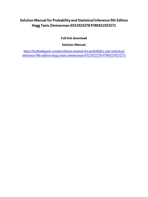 Full Download Probability And Statistical Inference Solution 9Th Pdf 