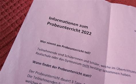 probeunterricht bayern 2023 realschule