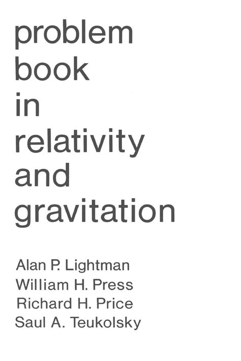 Problem Book In Relativity And Gravitation
