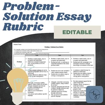 problem solution paragraph rubric