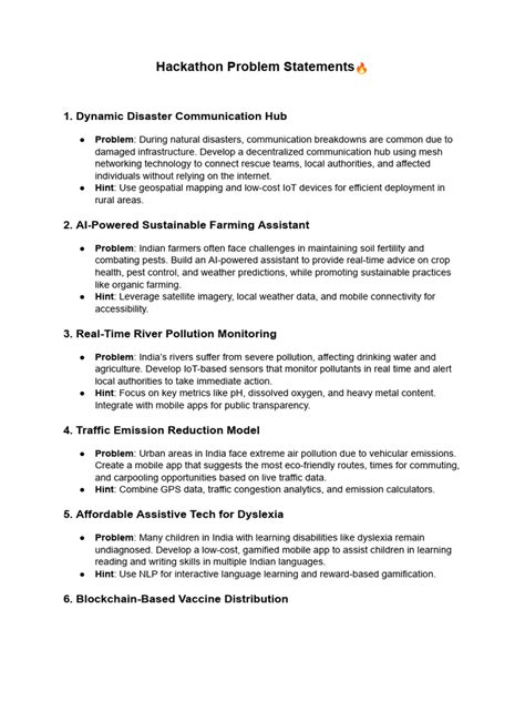 Problem Statement For Hackathon