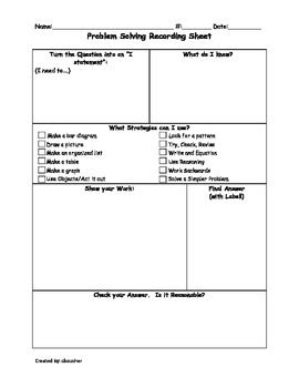 Read Online Problem Solving Recording Sheet 