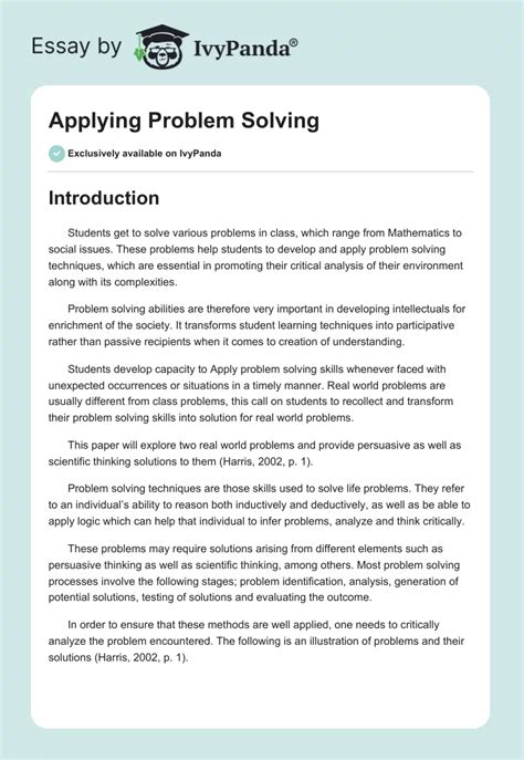 Full Download Problem Solving Term Papers 