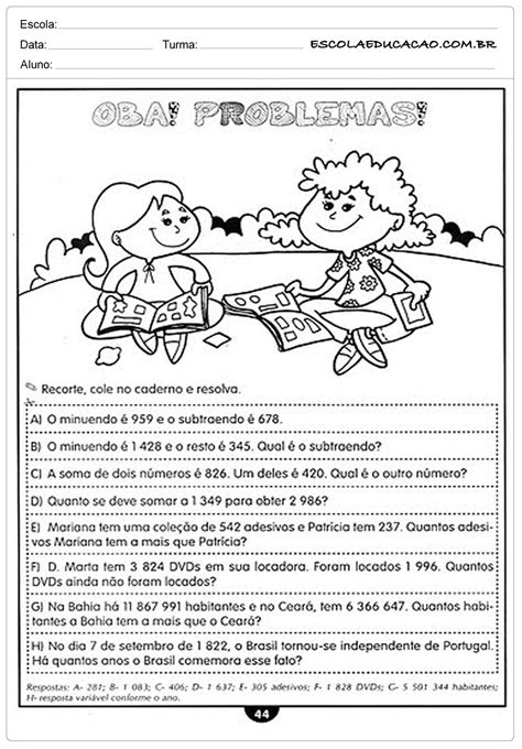 Problemas De Matematica 4 Ano Multiplicação E Divisão