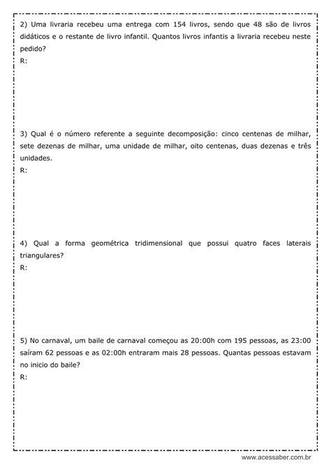 Problemas De Matematica 5 Ano
