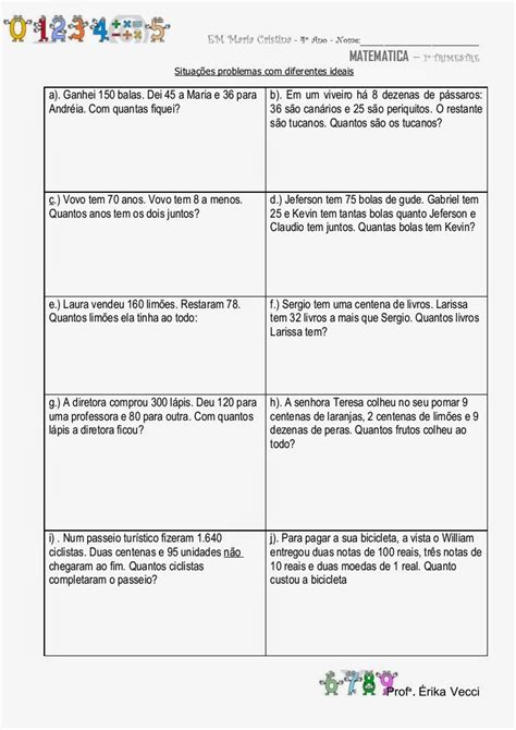 Problemas Matematica 4 Ano