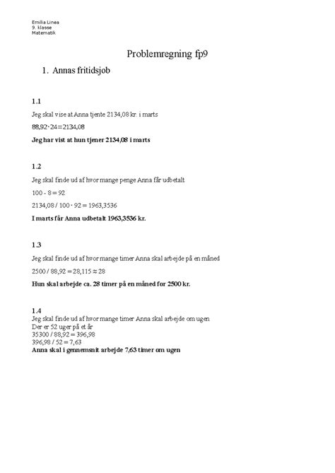 problemregning 9 klasse 2013