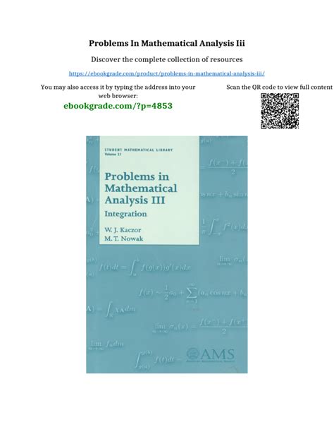 Problems In Mathematical Analysis Iii Student Mathematical Library