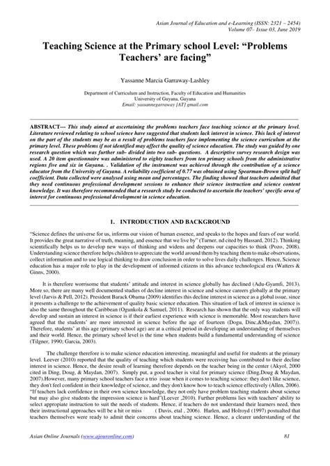 Problems In Teaching Primary School Mathematics