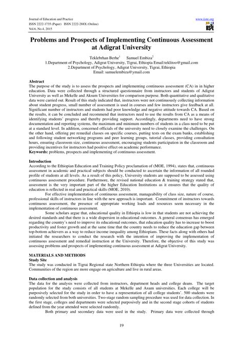 problems of implementing continuous assessment