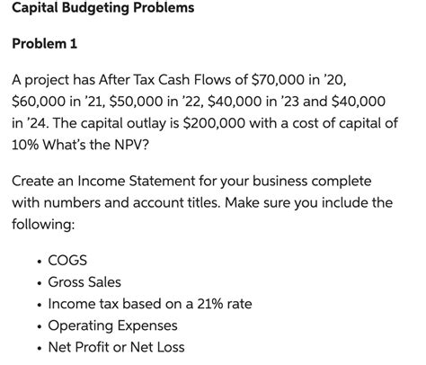 Problems On Capital Budgeting With Solutions