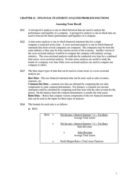 problems solution financial statement analysis 10th edition