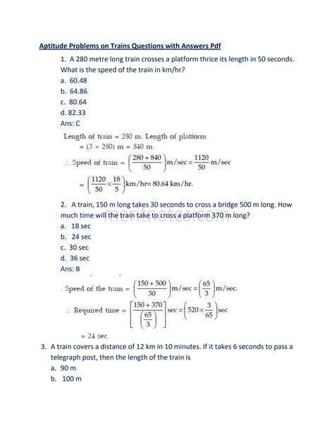 problems with trains answer key