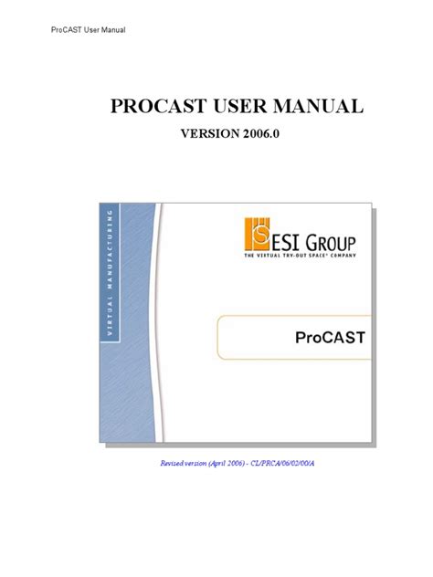 Read Online Procast Esi User Manual 